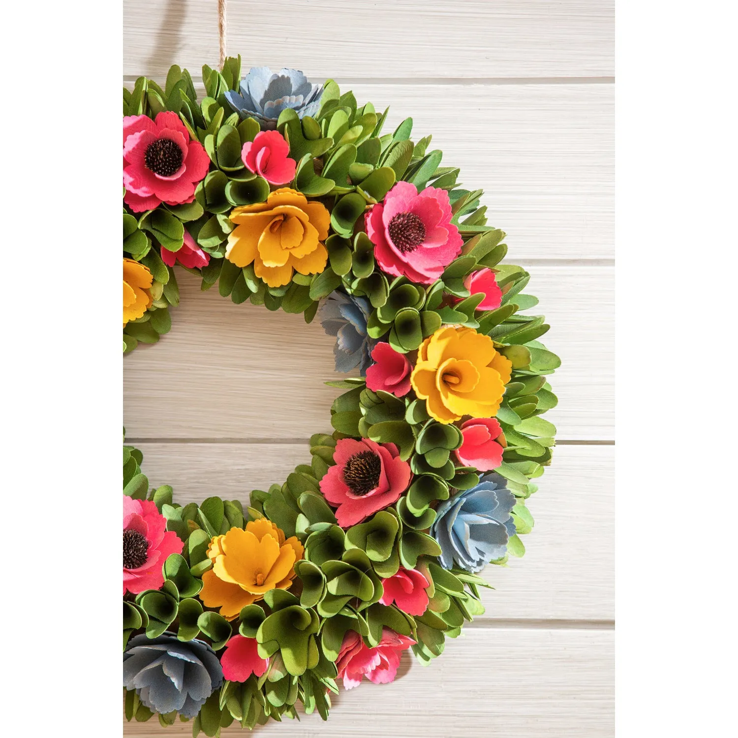 17" Willow Wood Chip Floral Wreath,8wr235