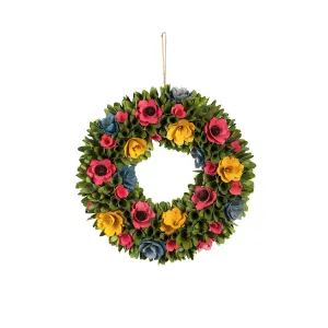 17" Willow Wood Chip Floral Wreath,8wr235