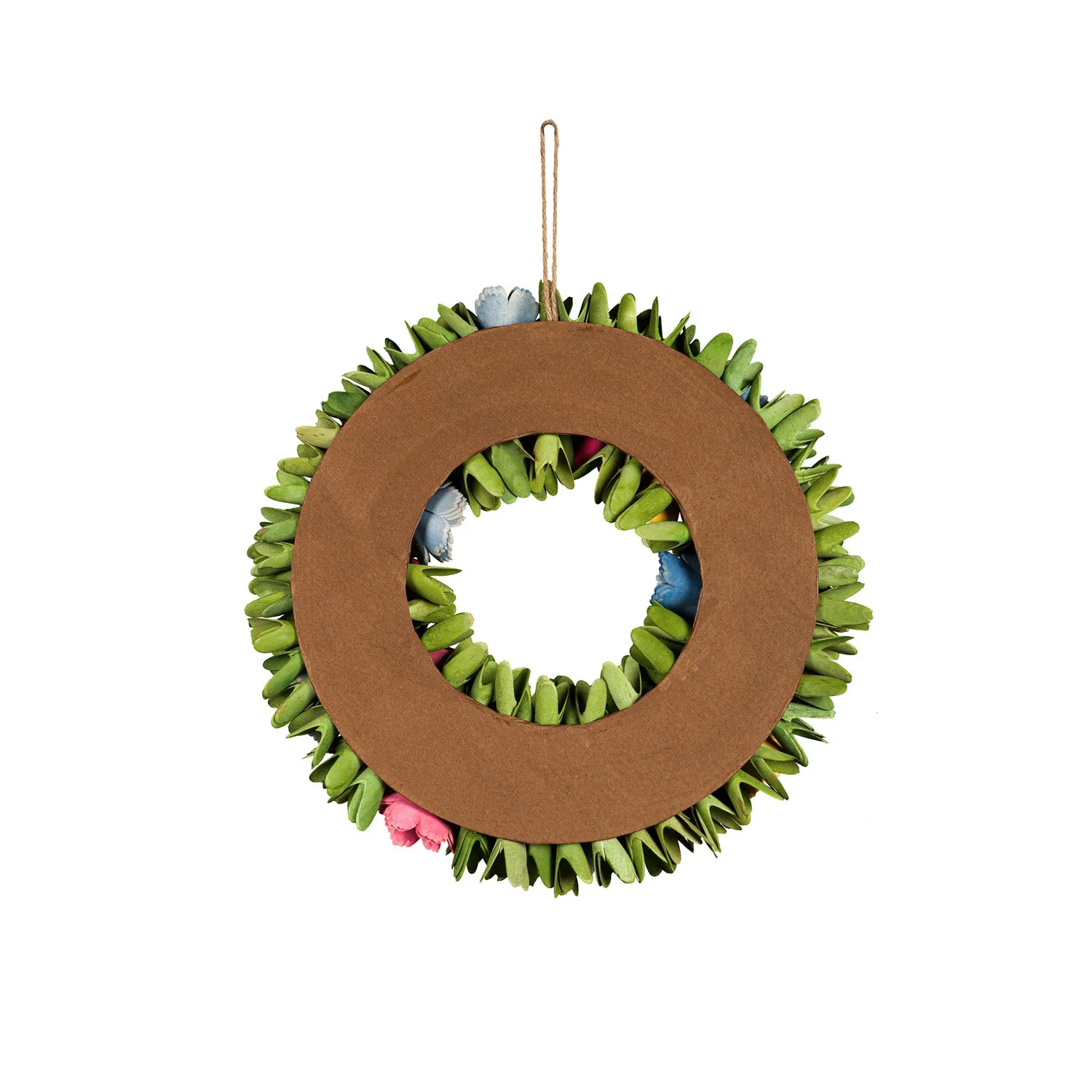 17" Willow Wood Chip Floral Wreath,8wr235