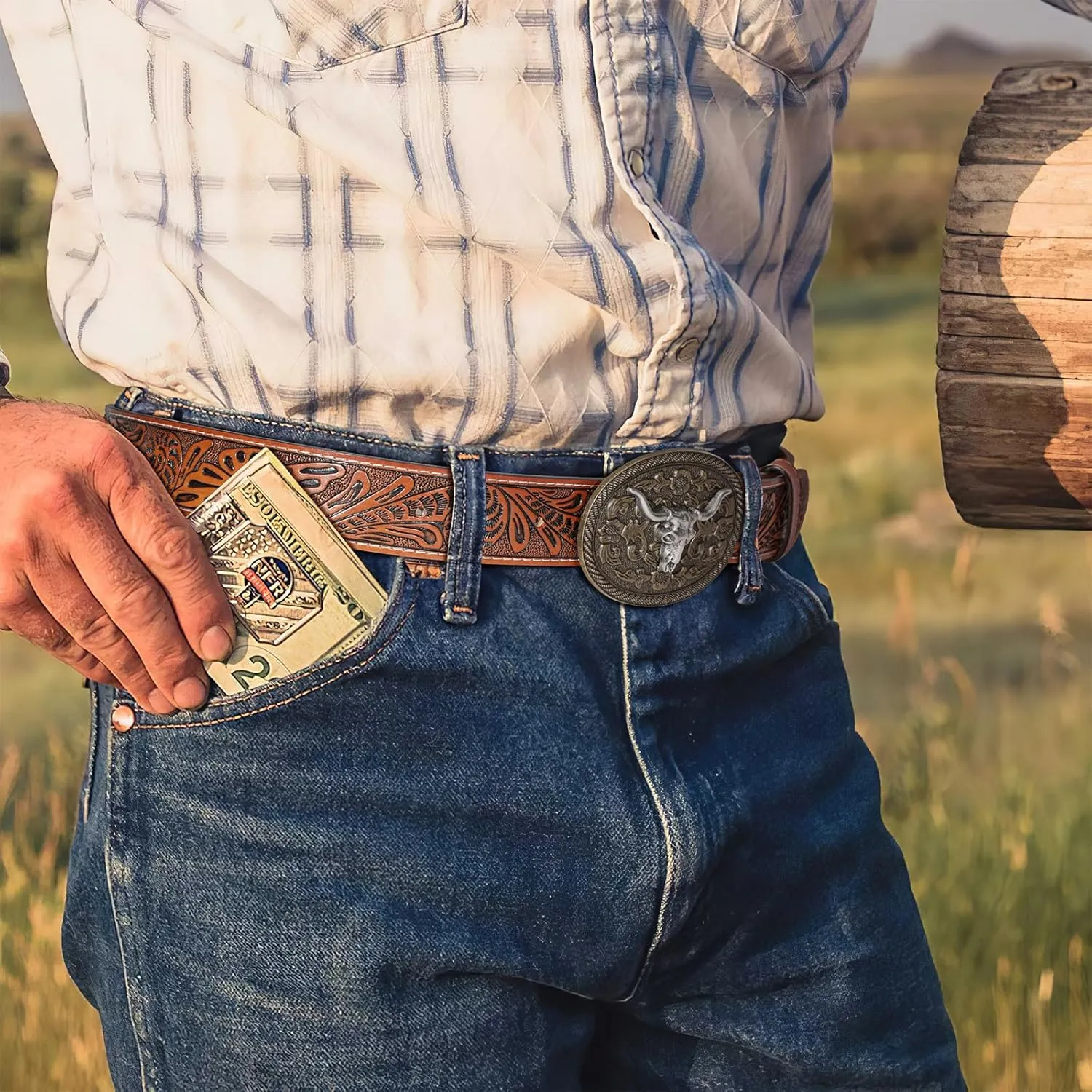 2 Pack Western Leather Belt Strap for Men Women Cowboy Cowgirl Leather Mens Belts for Jeans Gift Belt without Buckle