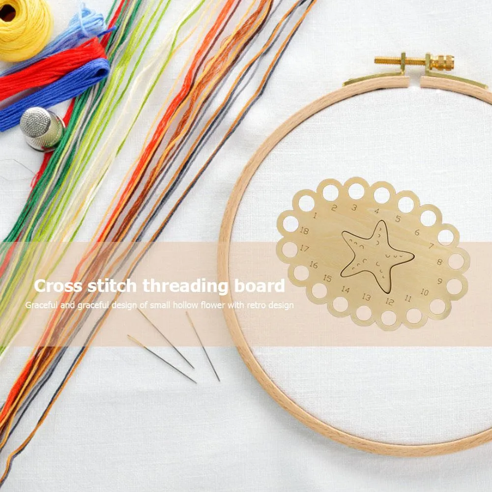 3pcs Wooden Carved Cross Stitch Thread Board(Starfish)