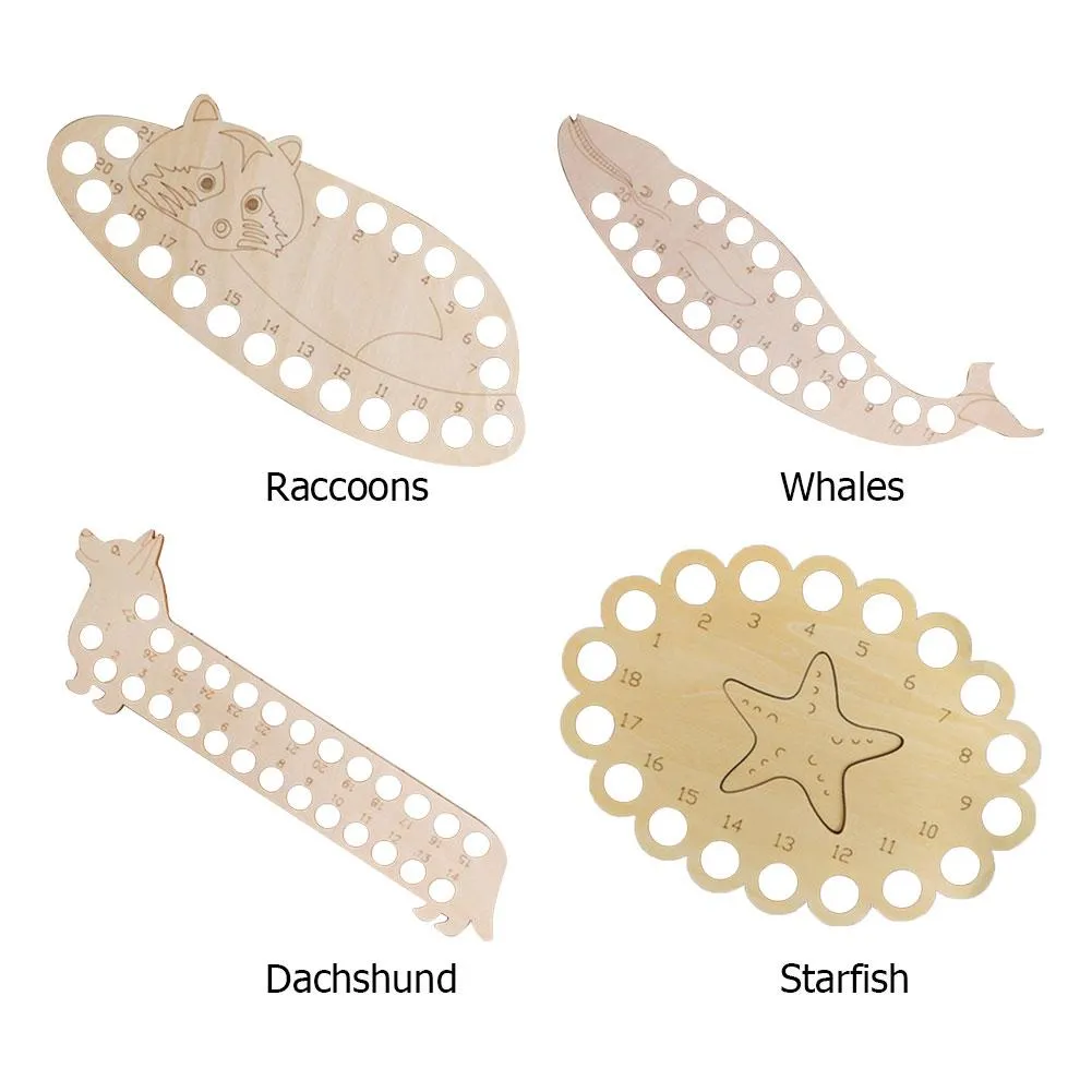 3pcs Wooden Carved Cross Stitch Thread Board(Starfish)