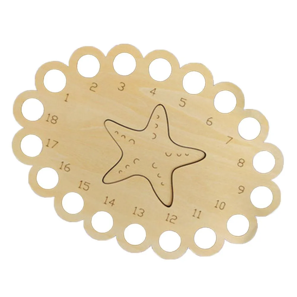 3pcs Wooden Carved Cross Stitch Thread Board(Starfish)