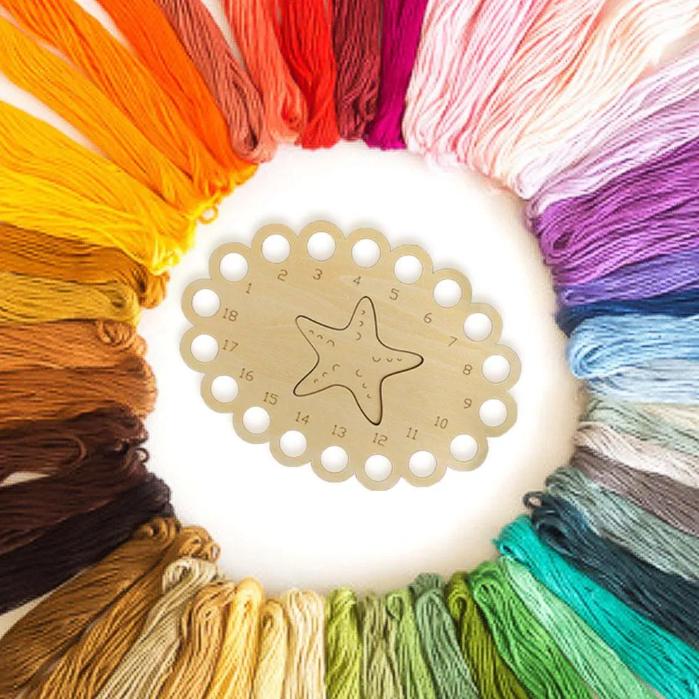 3pcs Wooden Carved Cross Stitch Thread Board(Starfish)