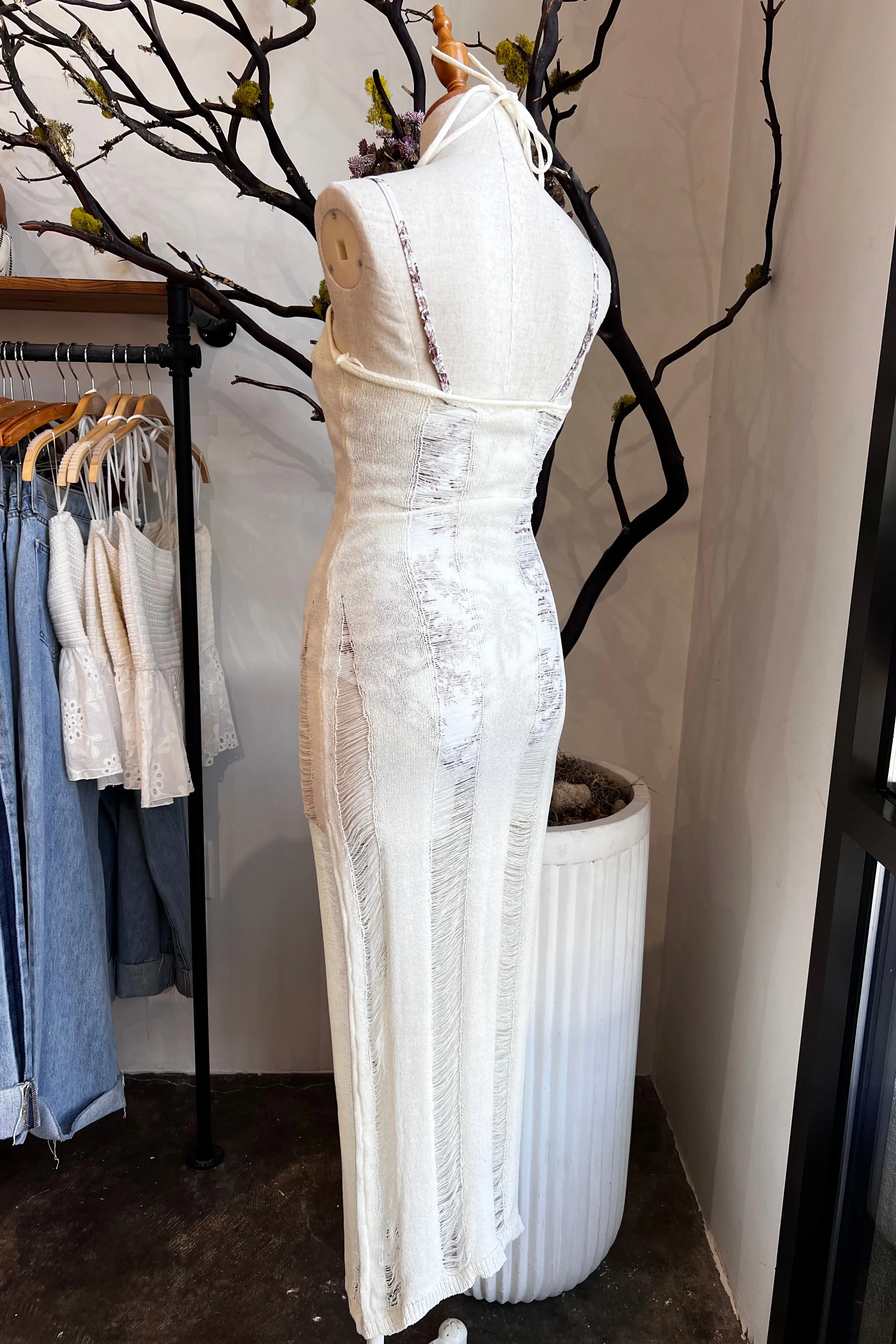 ARUBA IVORY HALTER COVERUP DRESS