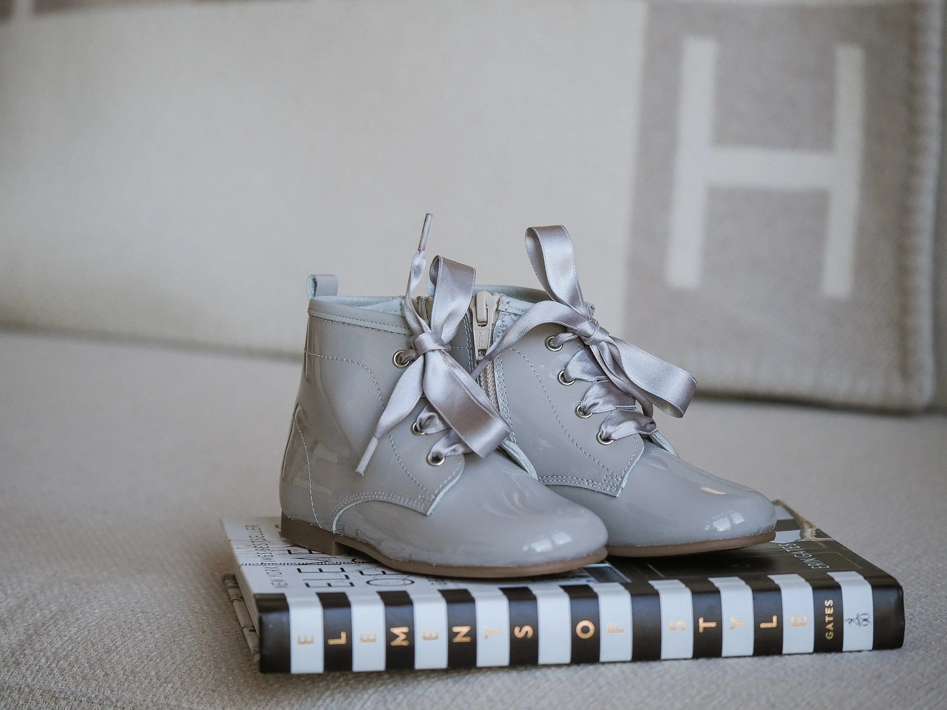 Celina - Grey Patent Leather Boots