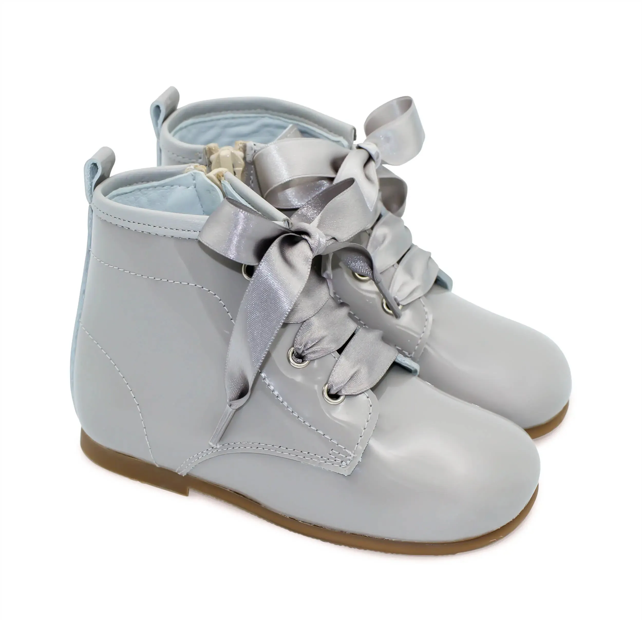 Celina - Grey Patent Leather Boots