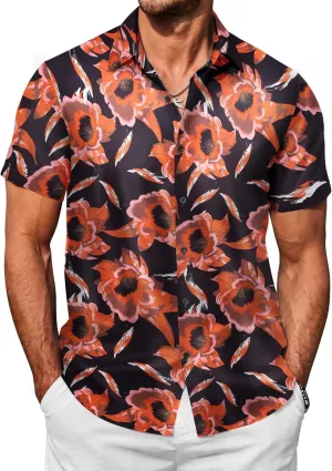 COOFANDY Mens Hawaiian Shirts Short Sleeve Button Down Shirt Casual Summer Beach Shirts Floral Tropical Vacation Resort Wear