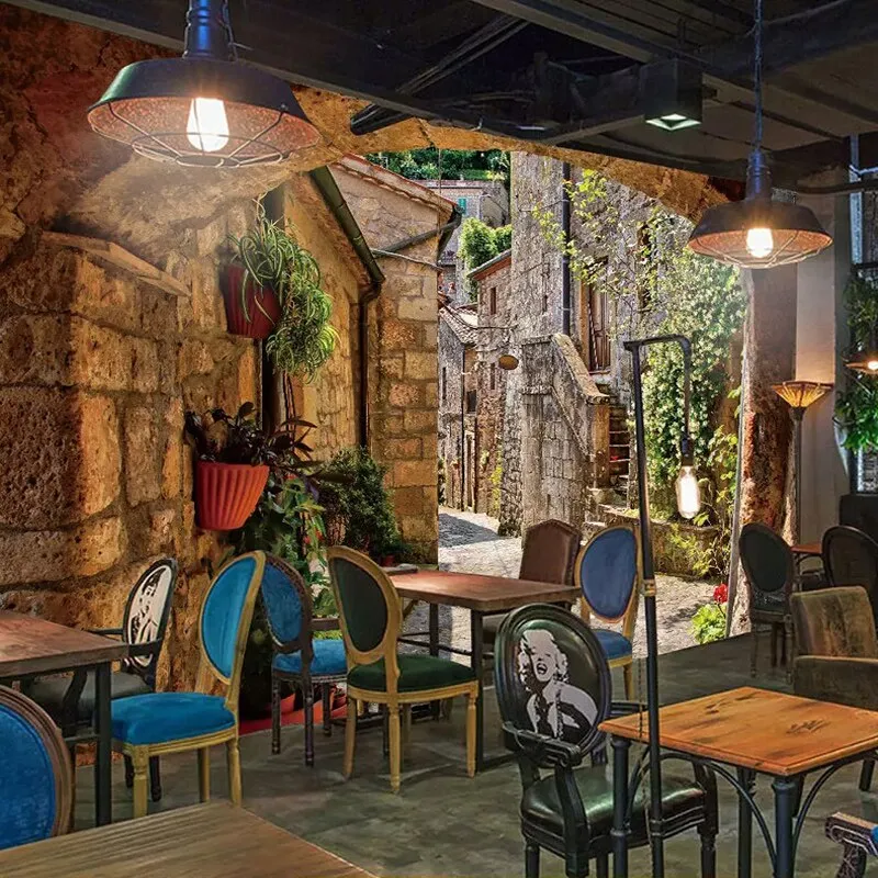 Custom Wallpaper Mural European Town Street View (㎡)