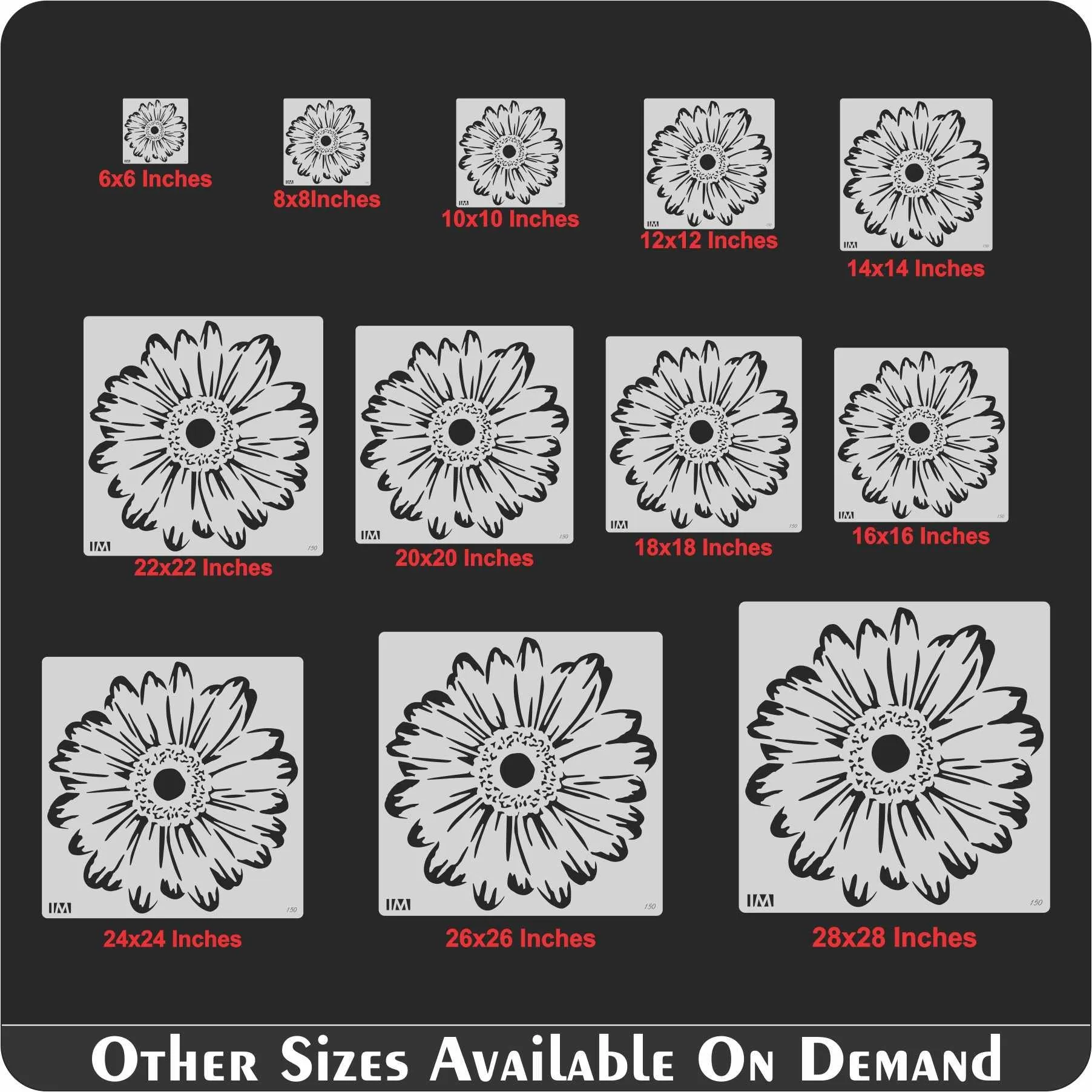 Gerbera Daisy Flowers Reusable Stencil For Canvas And Wall Painting.ID#150