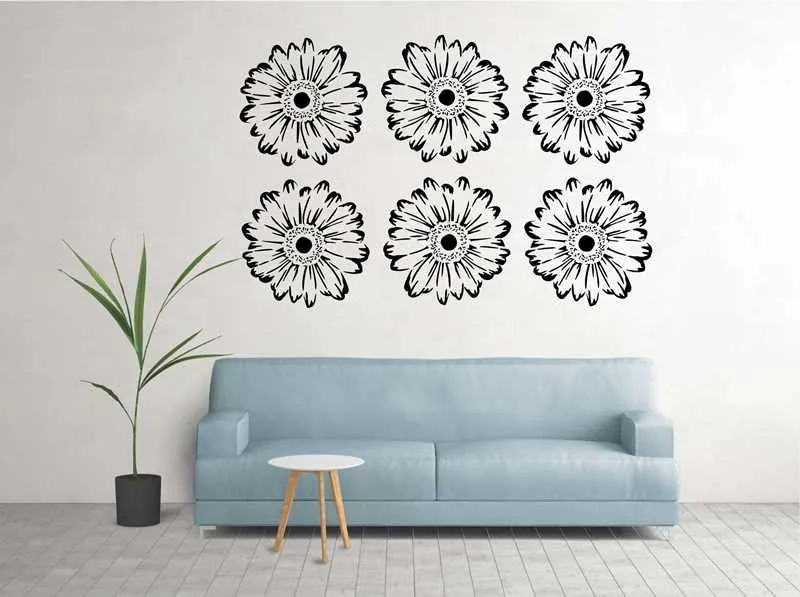 Gerbera Daisy Flowers Reusable Stencil For Canvas And Wall Painting.ID#150