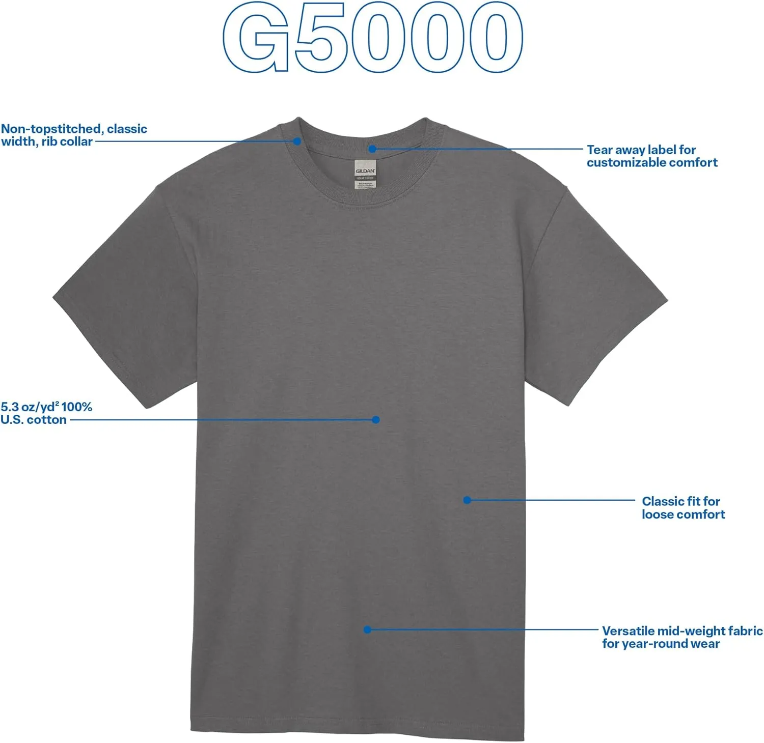 Gildan Adult Heavy Cotton T-Shirt, Style G5000, Multipack