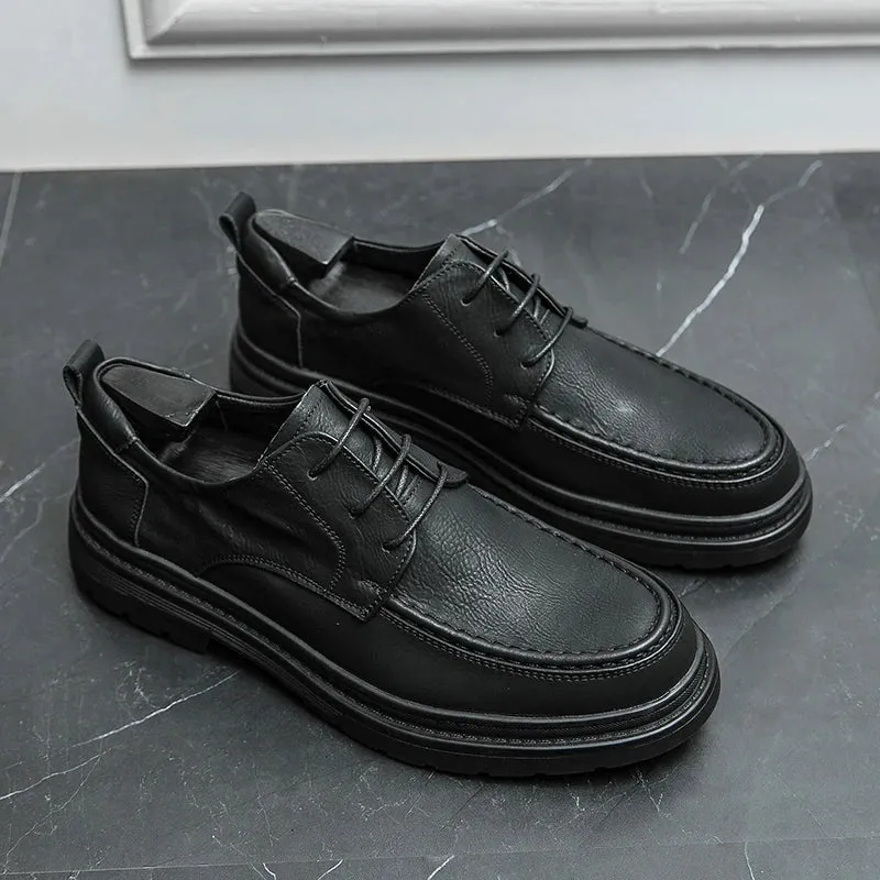 Hnzxzm Designer Brand Thick Soled Casual Shoes for Men's Business Dress Shoes Retro Brown Men's Oxford Shoes Wear-resistant Soles