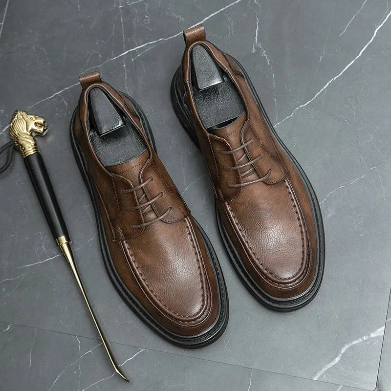 Hnzxzm Designer Brand Thick Soled Casual Shoes for Men's Business Dress Shoes Retro Brown Men's Oxford Shoes Wear-resistant Soles