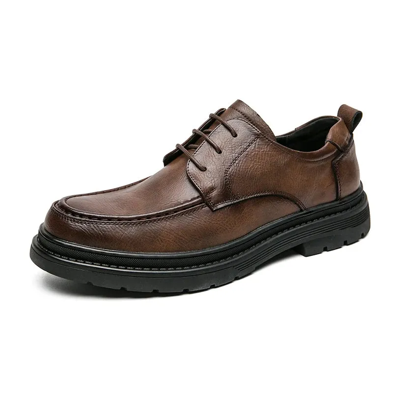 Hnzxzm Designer Brand Thick Soled Casual Shoes for Men's Business Dress Shoes Retro Brown Men's Oxford Shoes Wear-resistant Soles