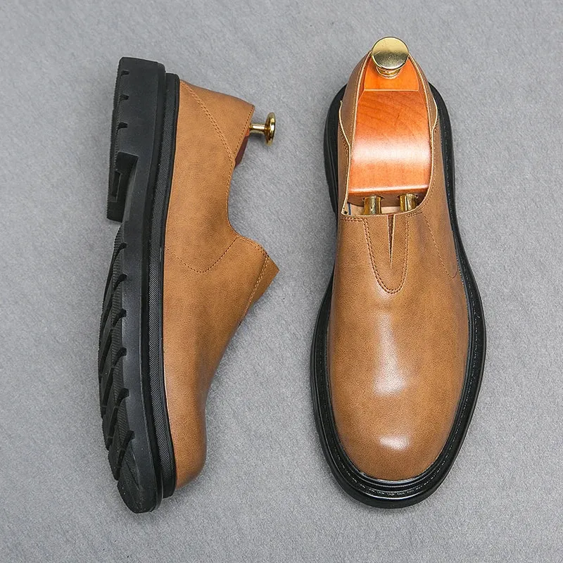 Hnzxzm Fashion Men's Leather Shoes Elegant Thick Soled Leather Shoes Men's Business Office Formal Shoes Oxford Shoe Men's Slip-on Shoe