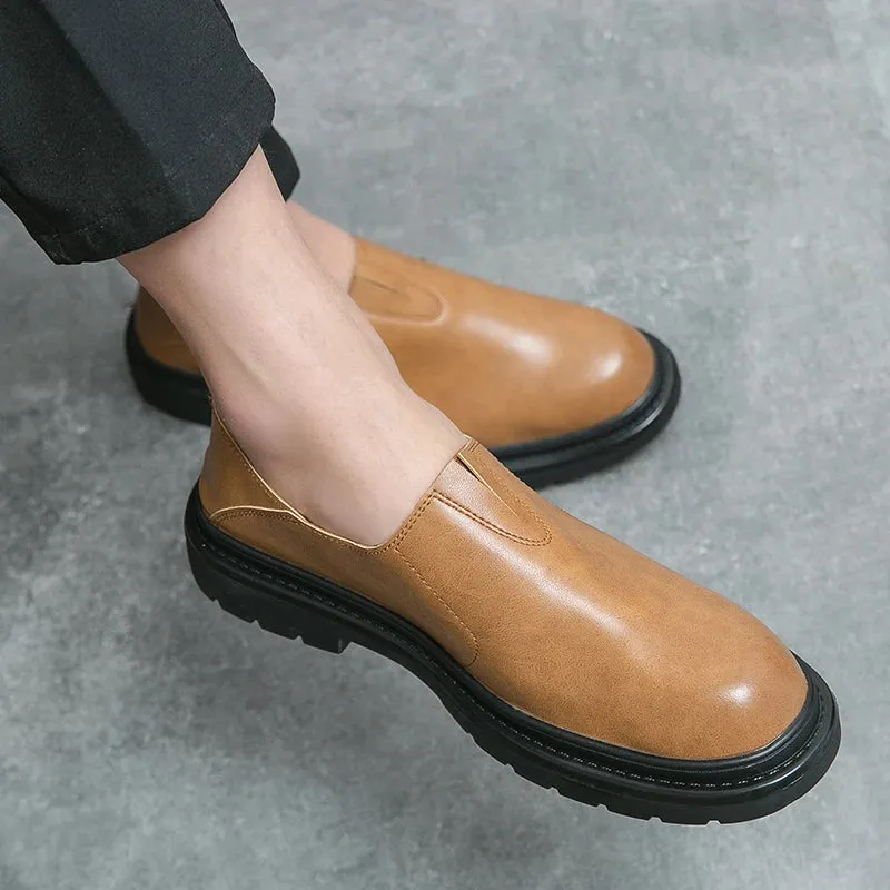 Hnzxzm Fashion Men's Leather Shoes Elegant Thick Soled Leather Shoes Men's Business Office Formal Shoes Oxford Shoe Men's Slip-on Shoe
