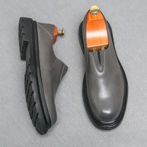 Hnzxzm Fashion Men's Leather Shoes Elegant Thick Soled Leather Shoes Men's Business Office Formal Shoes Oxford Shoe Men's Slip-on Shoe