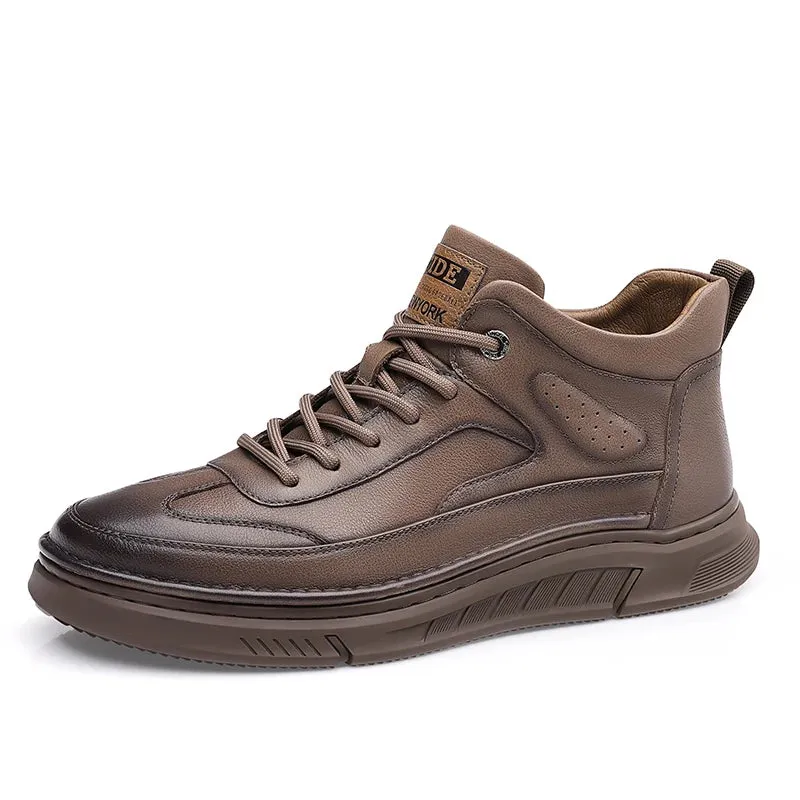 Hnzxzm Fashionable New Men's Thick Soled Leather Casual Shoes Brand Banquet High-end Business Dress Shoes Men's Outdoor Oxford Shoes