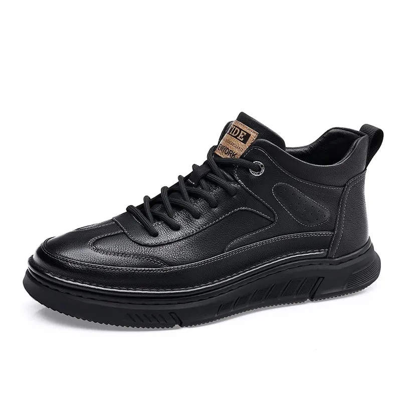 Hnzxzm Fashionable New Men's Thick Soled Leather Casual Shoes Brand Banquet High-end Business Dress Shoes Men's Outdoor Oxford Shoes
