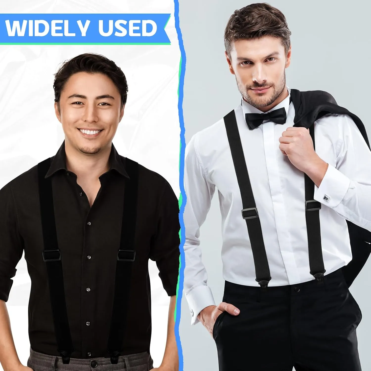 Janmercy X Back Hidden Suspender Heavy Duty Work Airport Friendly Suspenders Under Clothing for Men Women