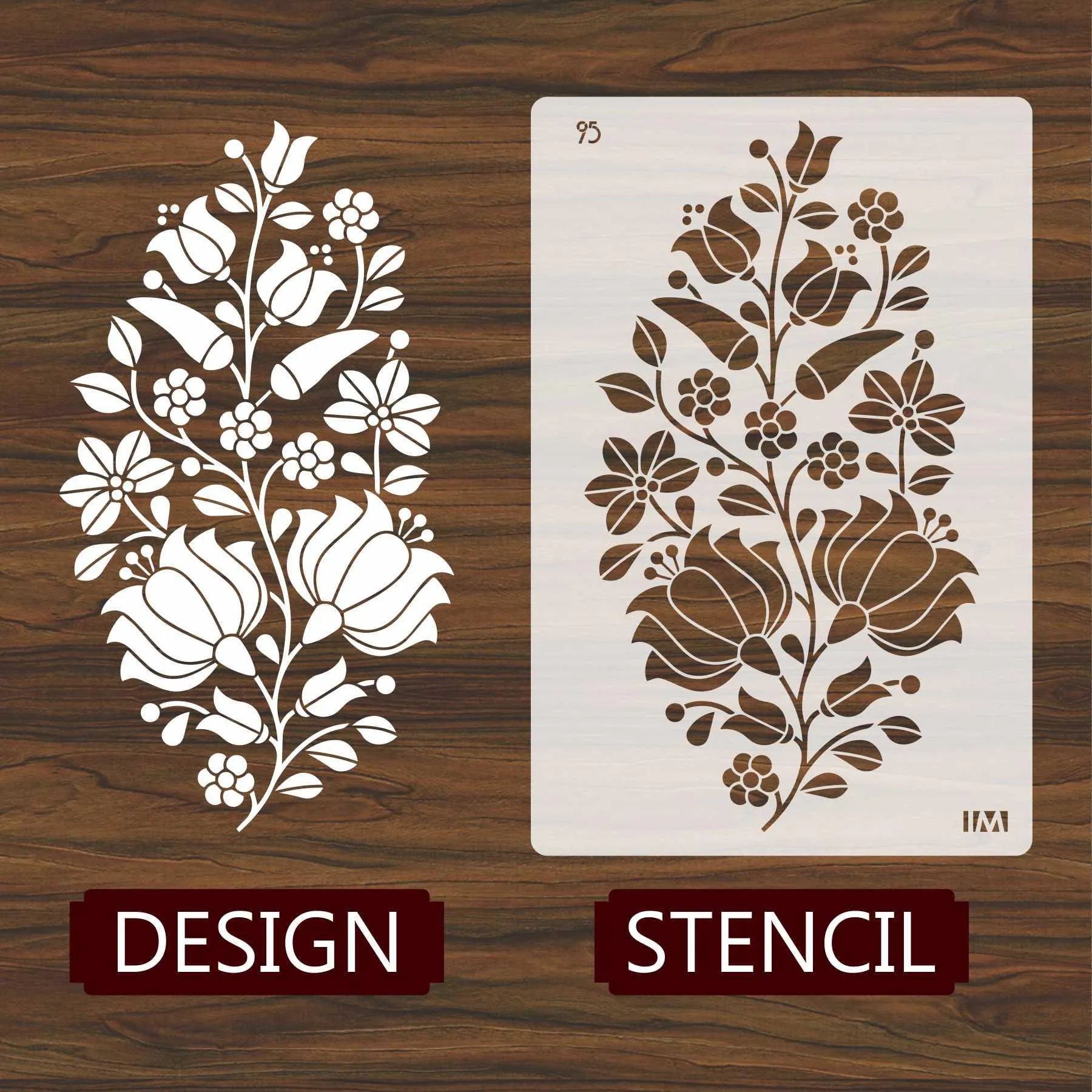 Poppy Flowers Reusable Stencil for Canvas and wall painting.ID#95