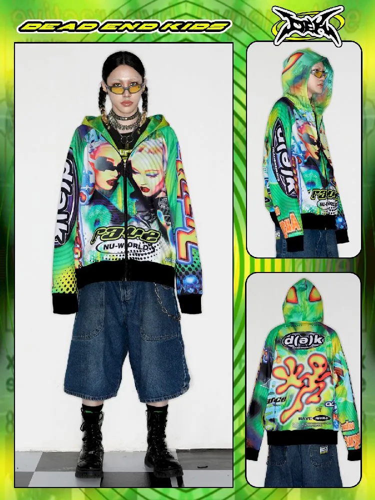 Retro Street Alien Loose Hooded Jacket【s0000010269】