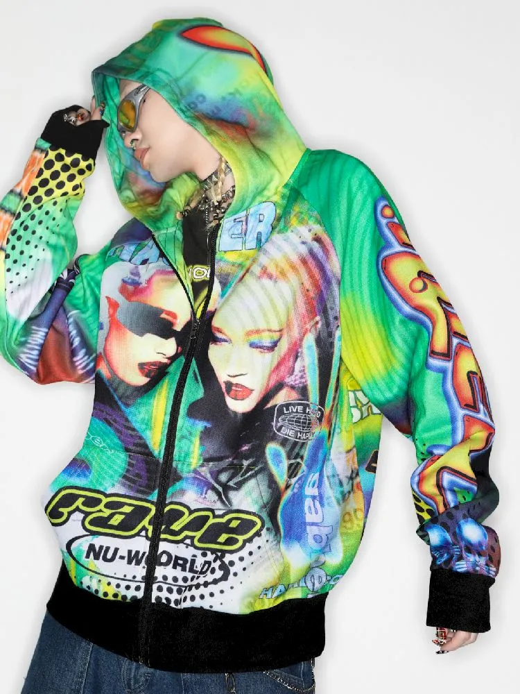 Retro Street Alien Loose Hooded Jacket【s0000010269】