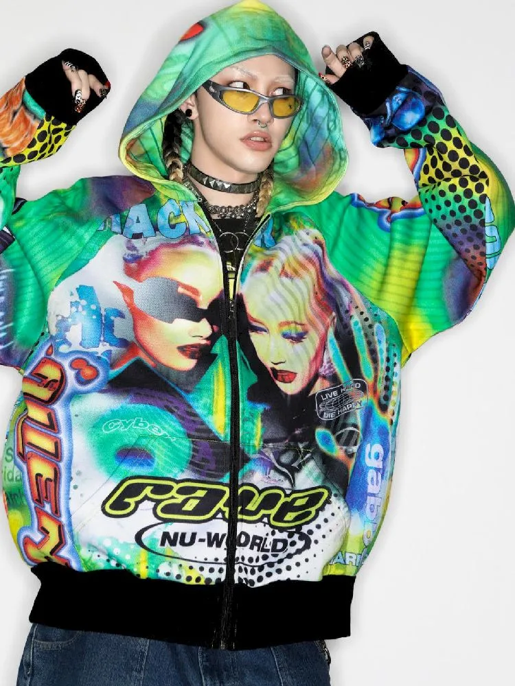 Retro Street Alien Loose Hooded Jacket【s0000010269】