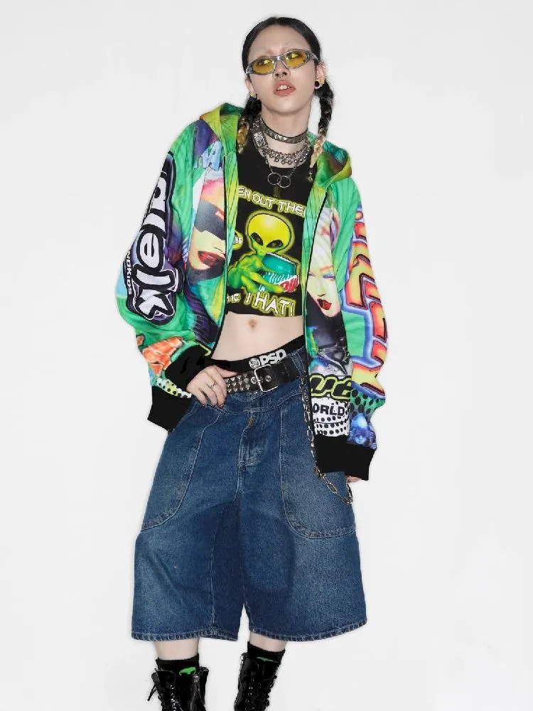 Retro Street Alien Loose Hooded Jacket【s0000010269】