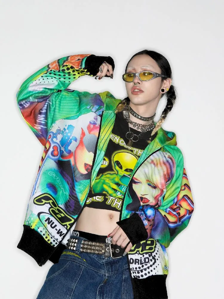 Retro Street Alien Loose Hooded Jacket【s0000010269】