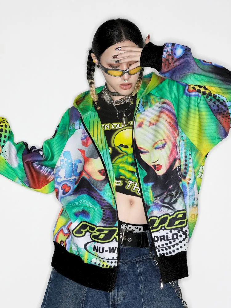 Retro Street Alien Loose Hooded Jacket【s0000010269】