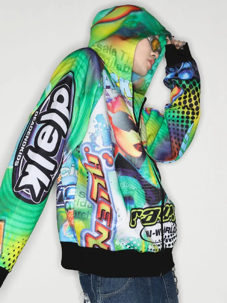 Retro Street Alien Loose Hooded Jacket【s0000010269】