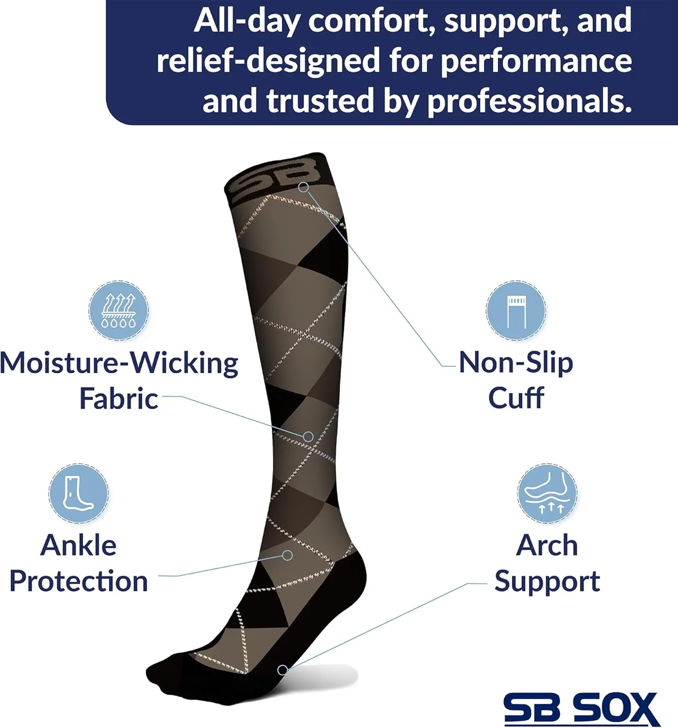 SB SOX Lite Compression Socks for Men & Women (15-20mmHg) ?C Best Compression Socks for Travel, Sports, and Daily Wear - XXL Sizes too!