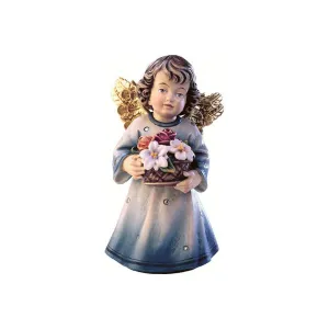 Sissi Angel with Flower Basket - Hand Carved Wooden Angel Figurine