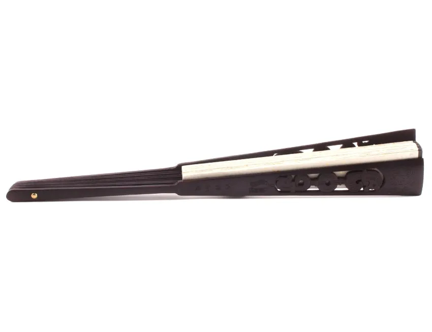 Speckled Shuen Paper "Do It Yourself"  Fan - Dark Wood Handle