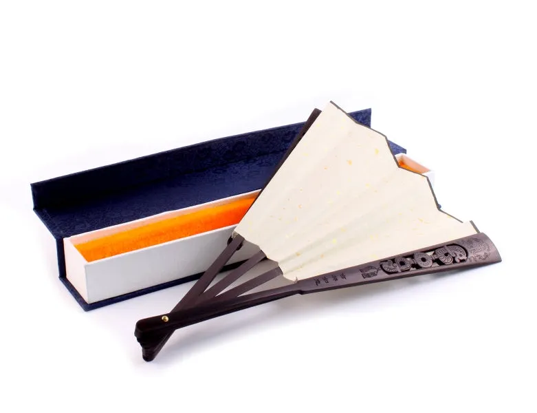 Speckled Shuen Paper "Do It Yourself"  Fan - Dark Wood Handle